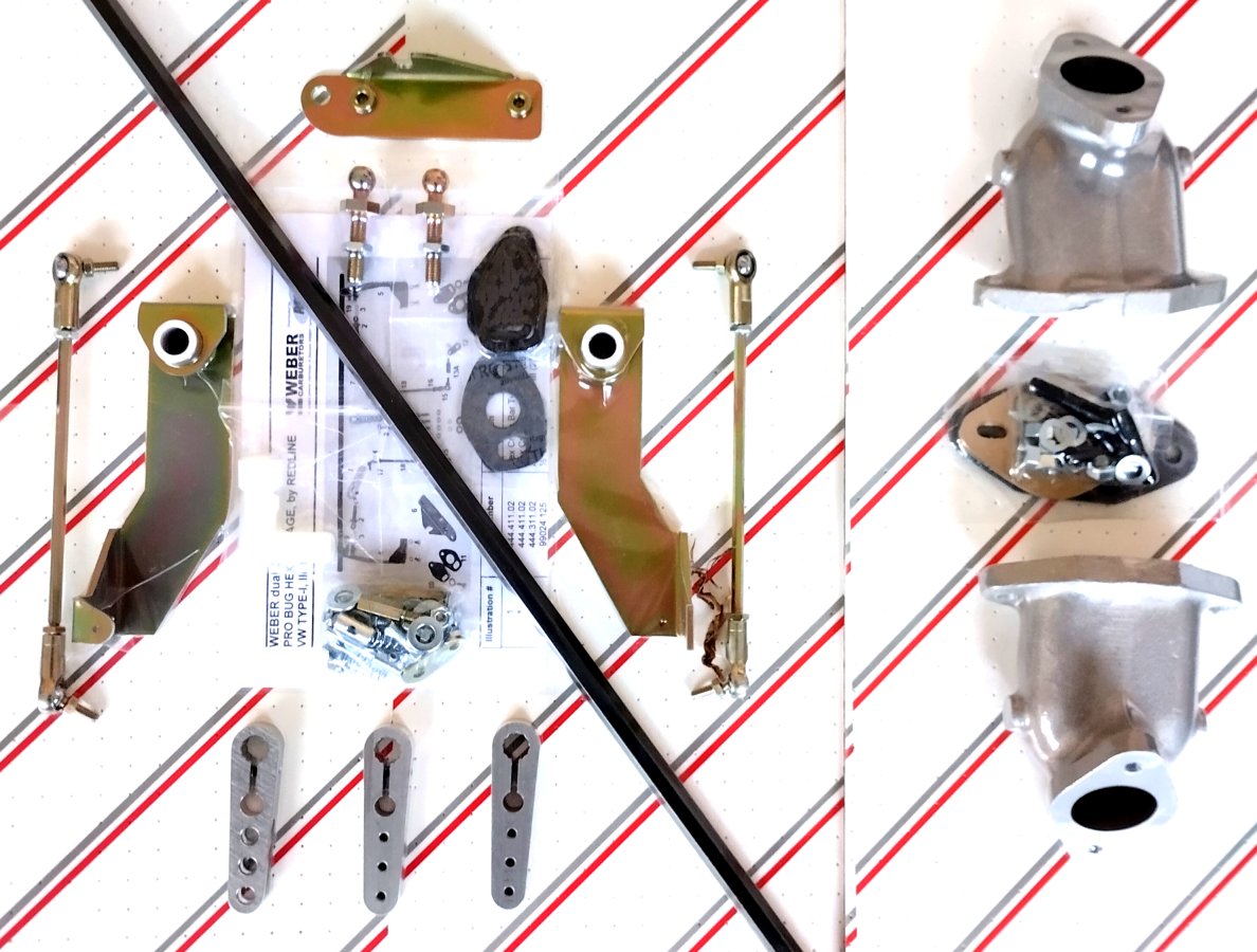 Type 1 & 2 Twin Weber ICT manifold set Twin Port with linkage set